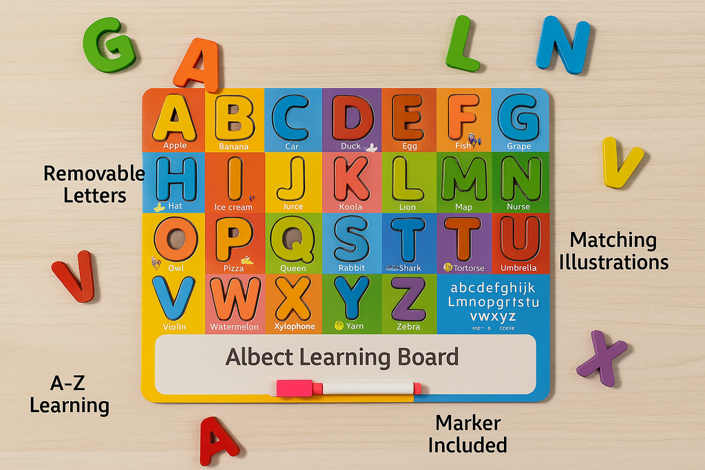 Interactive ABC Learning Board with Removable Letters and Dry-Erase Marker