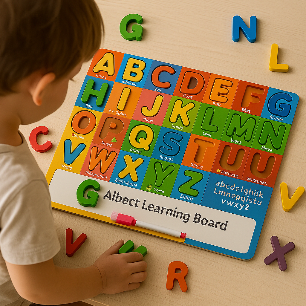 Interactive ABC Learning Board with Removable Letters and Dry-Erase Marker